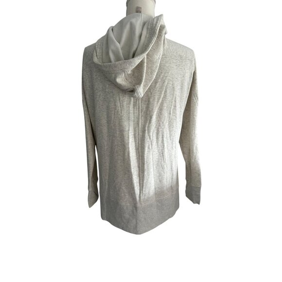 ATHLETA Oatmeal Heathered Long Hoodie Zip Sweatshirt Size Small - Picture 9 of 9